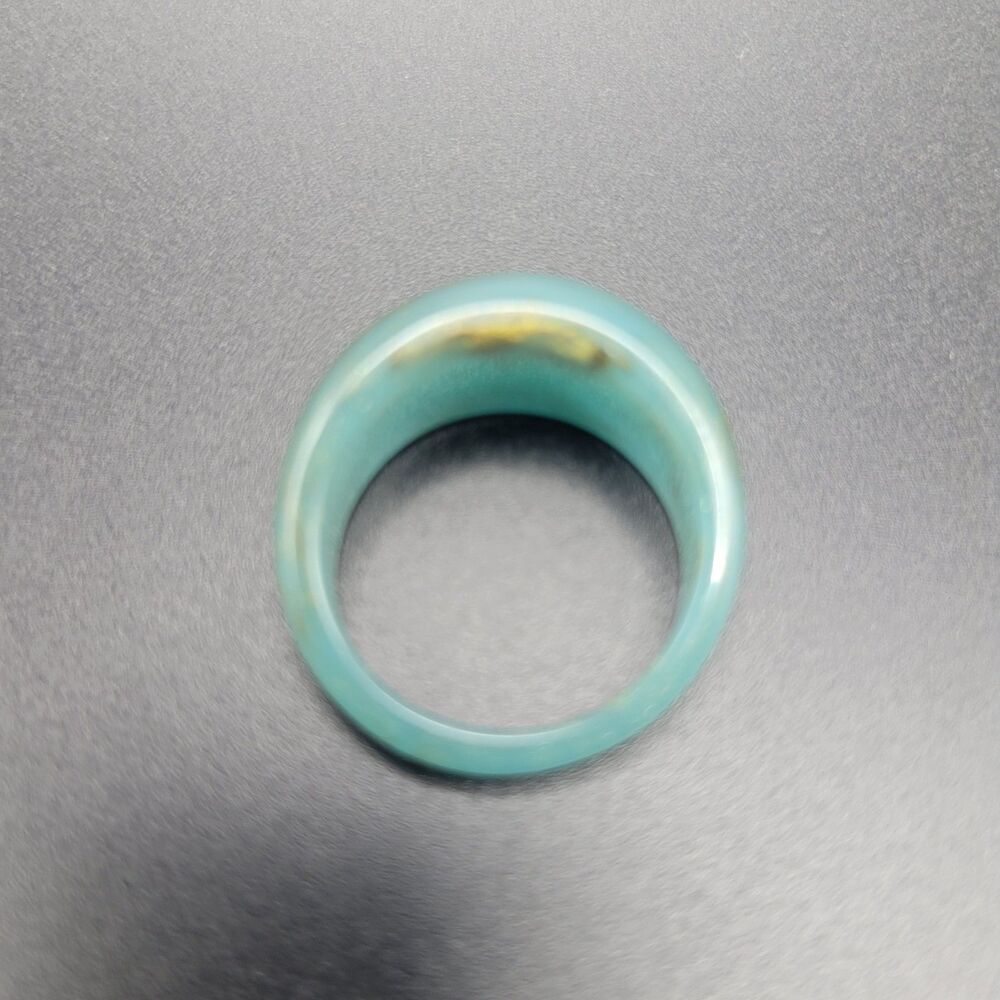 Size 7 Dome Band Women Turquoise Blue Jade Resin Chunky Statement Ring